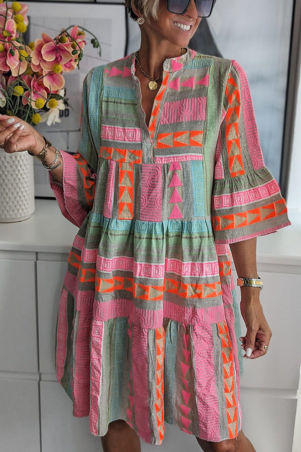 VIVIENNE | Boho Print Jurk