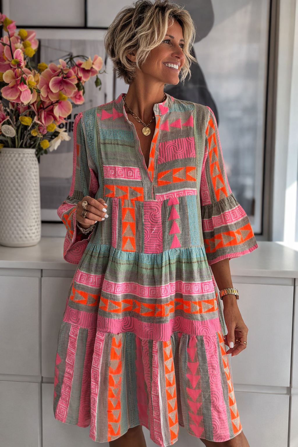 VIVIENNE | Boho Print Jurk
