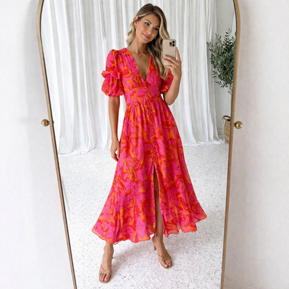 VIVIENNE | Paloma - Maxi Jurk met Pofmouwen