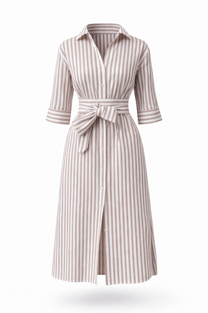 VIVIENNE | Sophie - Gestreepte Jurk met Strikceintuur