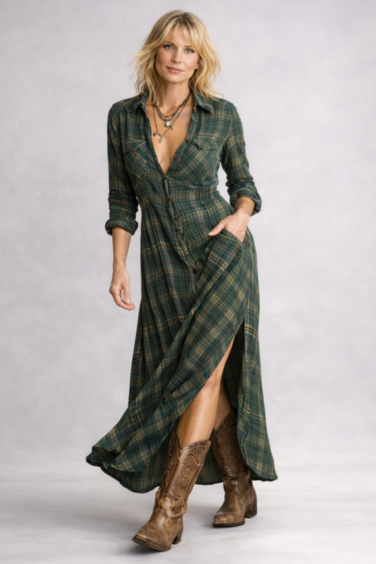 VIVIENNE | Elin - Geruite Maxi Jurk