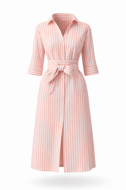 VIVIENNE | Sophie - Gestreepte Jurk met Strikceintuur