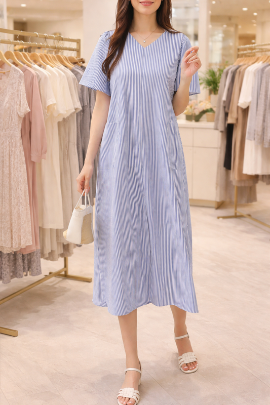 VIVIENNE | Lisa - Gestreepte Midi Jurk