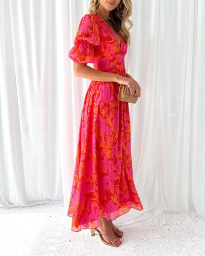 VIVIENNE | Paloma - Maxi Jurk met Pofmouwen