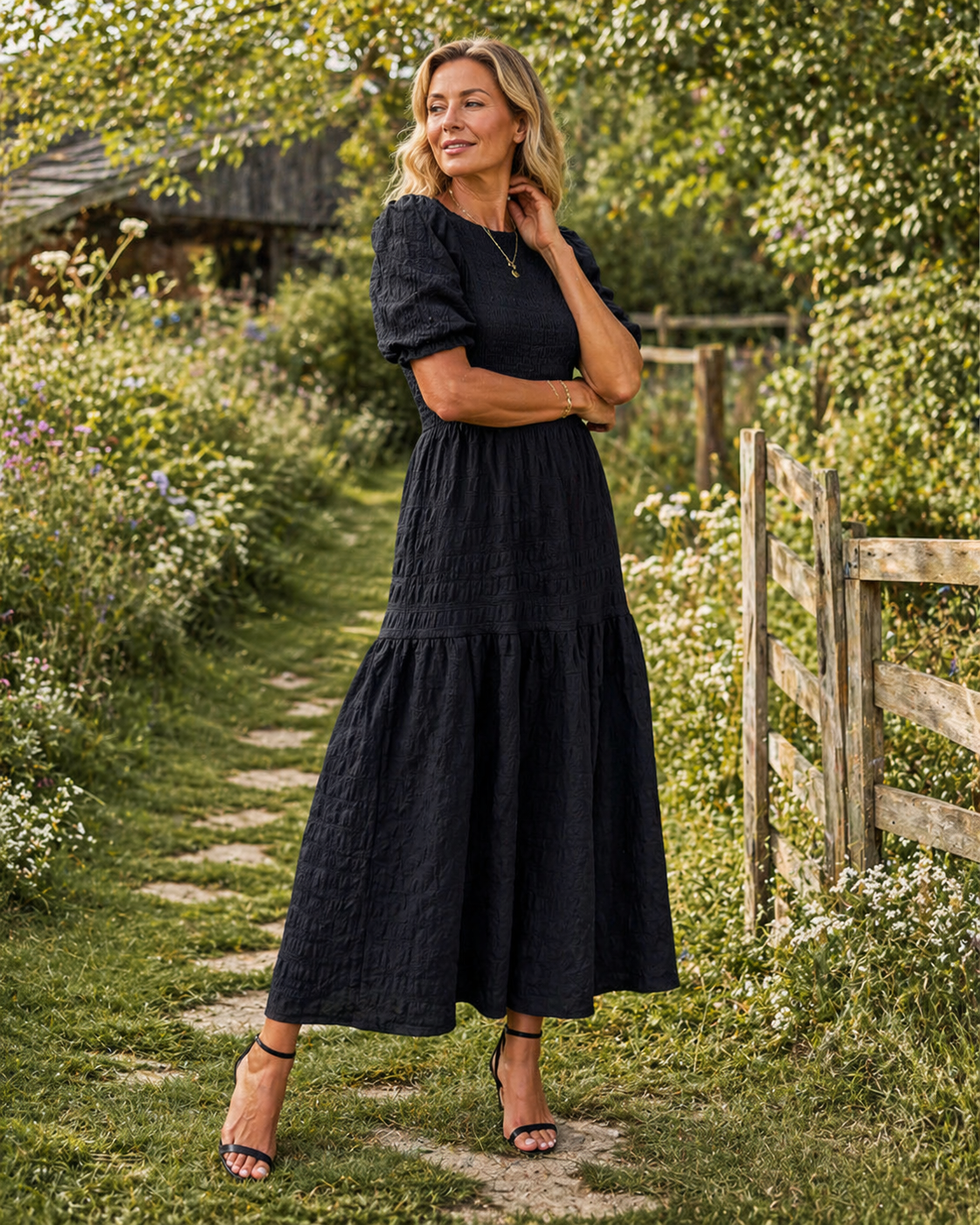 VIVIENNE | Jolie - Maxi Jurk met pofmouwen