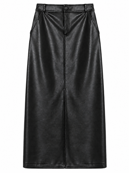 VIVIENNE | Fenna Leren Midi Rok