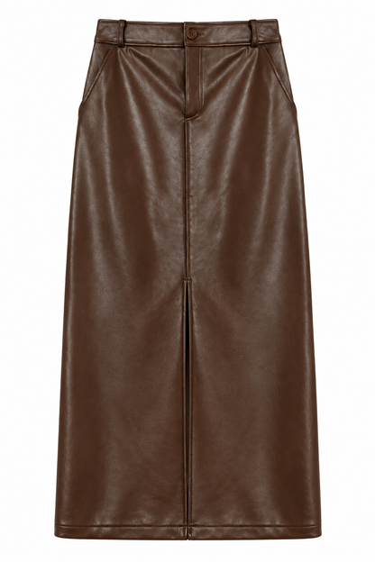 VIVIENNE | Fenna Leren Midi Rok