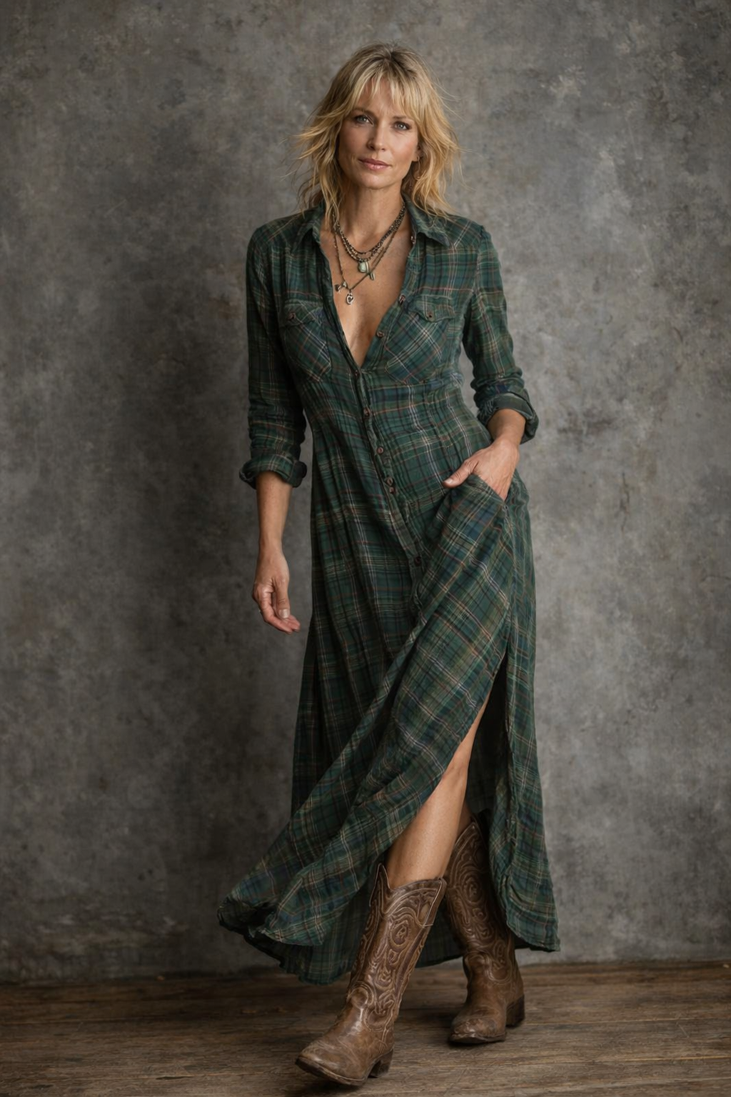 VIVIENNE | Elin - Geruite Maxi Jurk