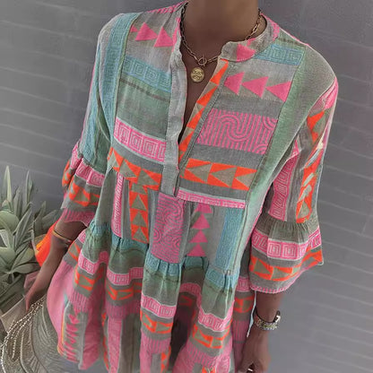VIVIENNE | Boho Print Jurk