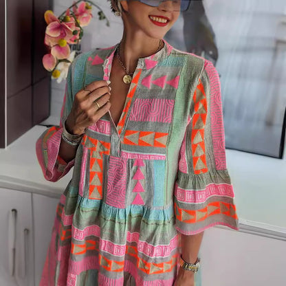 VIVIENNE | Boho Print Jurk