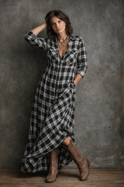 VIVIENNE | Elin - Geruite Maxi Jurk