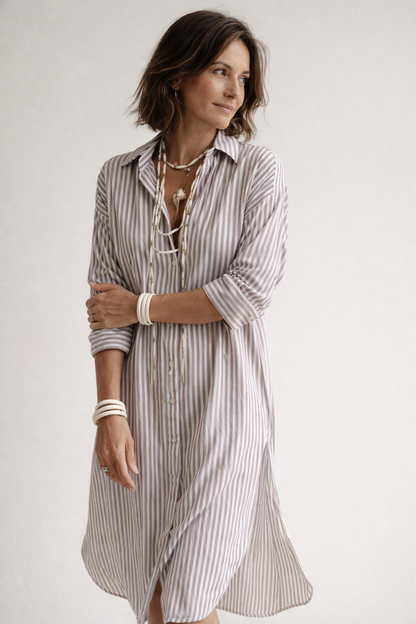 VIVIENNE | Sophie - Gestreepte Jurk met Strikceintuur