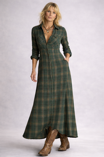 VIVIENNE | Elin - Geruite Maxi Jurk