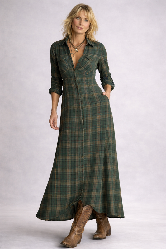 VIVIENNE | Elin - Geruite Maxi Jurk