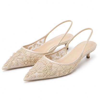 VIVIENNE | Sienna - Parel Kitten Heels
