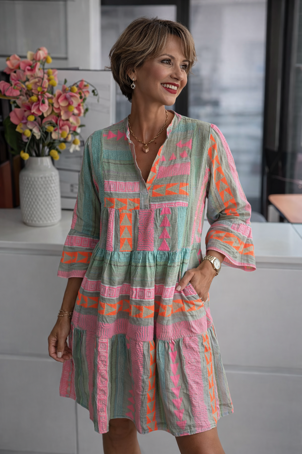 VIVIENNE | Boho Print Jurk