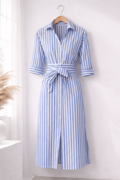 VIVIENNE | Sophie - Gestreepte Jurk met Strikceintuur